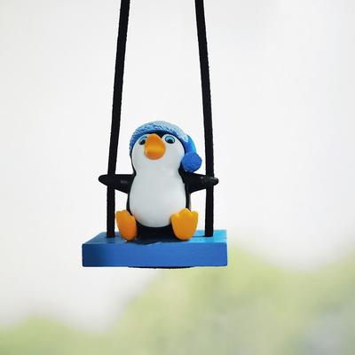 Swing Sled Penguin Car Pendant Gentleman Penguin Auto Rearview Mirror Decoration Car Interior Accessories Animal Doll Toys