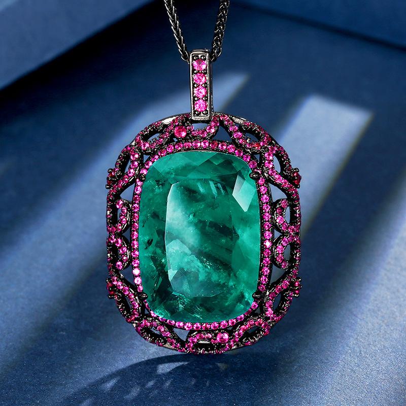 

Ювелирные изделия Медь Позолоченное Имитация цвета Сокровище Скандинавский синий и Черное золото Подвеска Ожерелье Камень 20 * 28