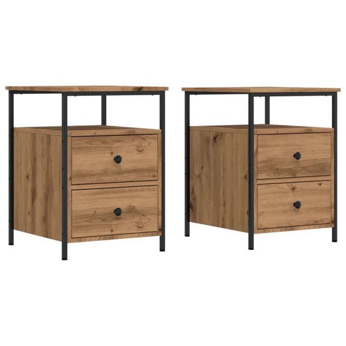 VidaXL Bedside Tables 2 Pcs Artisan Oak Engineered Wood, Bedside Furniture, Side Table, Bed Cabinet, Cabinet 857257