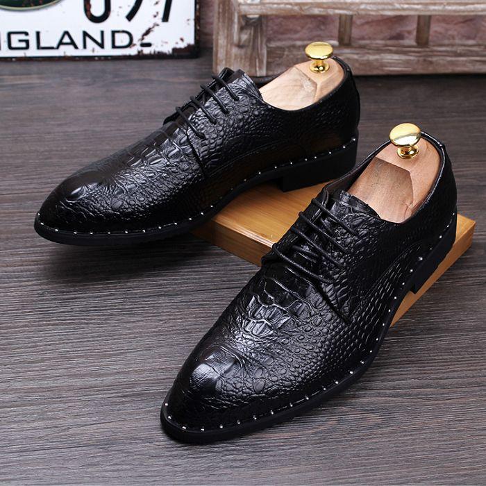 

Fashion Men S Crocodile Grain Leather Dress Shoes Man Casual Pointed Toe Oxfords Mens Lace-Up Business Office Oxford Shoe 37