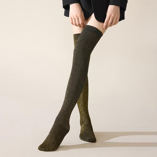 1 para skarpetek za kolano, jednolity kolor, brokatowe skarpetki, oddychające, wygodne, elastyczne, jednolite, zimowe skarpetki