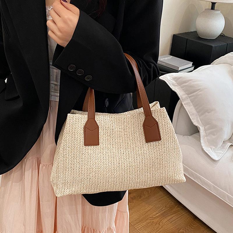 Yogodlns Straw Woven Women's Beach Handbag Luxury Designer Handmade Large Capacity Top Handle Summer Bag