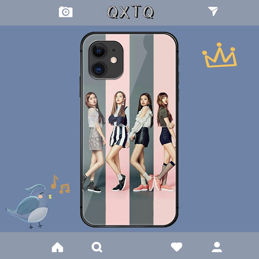 Étui Rose Coréen Noir Kpop Pour iPhone Samsung Galaxy Redmi Note S 17 16 15 14 13 20 24 25 54 Pro Max Ultra Fe Coque en Verre Trempé