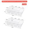 ABWR-2 Pack Divided Vegetable Trays With Lids, Compartment Refrigerator Snack Boxes, Transparent Refrigerator Storage Boxes