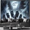 1pc Mystic Wolf Pack Howling At Moon Tapestry  Forest Dreamcatcher Wall Hanging Decor for Bedroom/Living Room