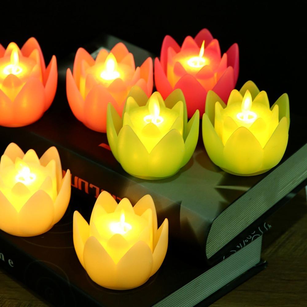Festival Decoration Led Electronic Lamp Lotus Candle Lamp Buddhist Hall Lanterns Wishing Lamp