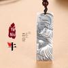 999 Sterling Silver Antique Bagua Zodiac Ox Pendant Necklace for Men, Women, Couples