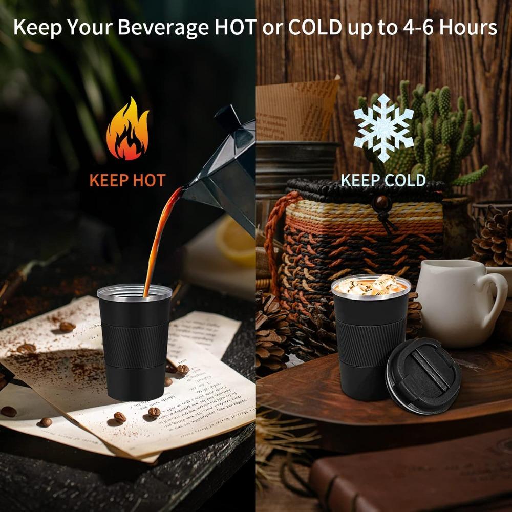 12 Oz Coffee Mug, Travel Stainless Steel Insulated Coffee Mug with Lid, Spill Proof, Suitable for Hot and Cold Drinks, Reusable