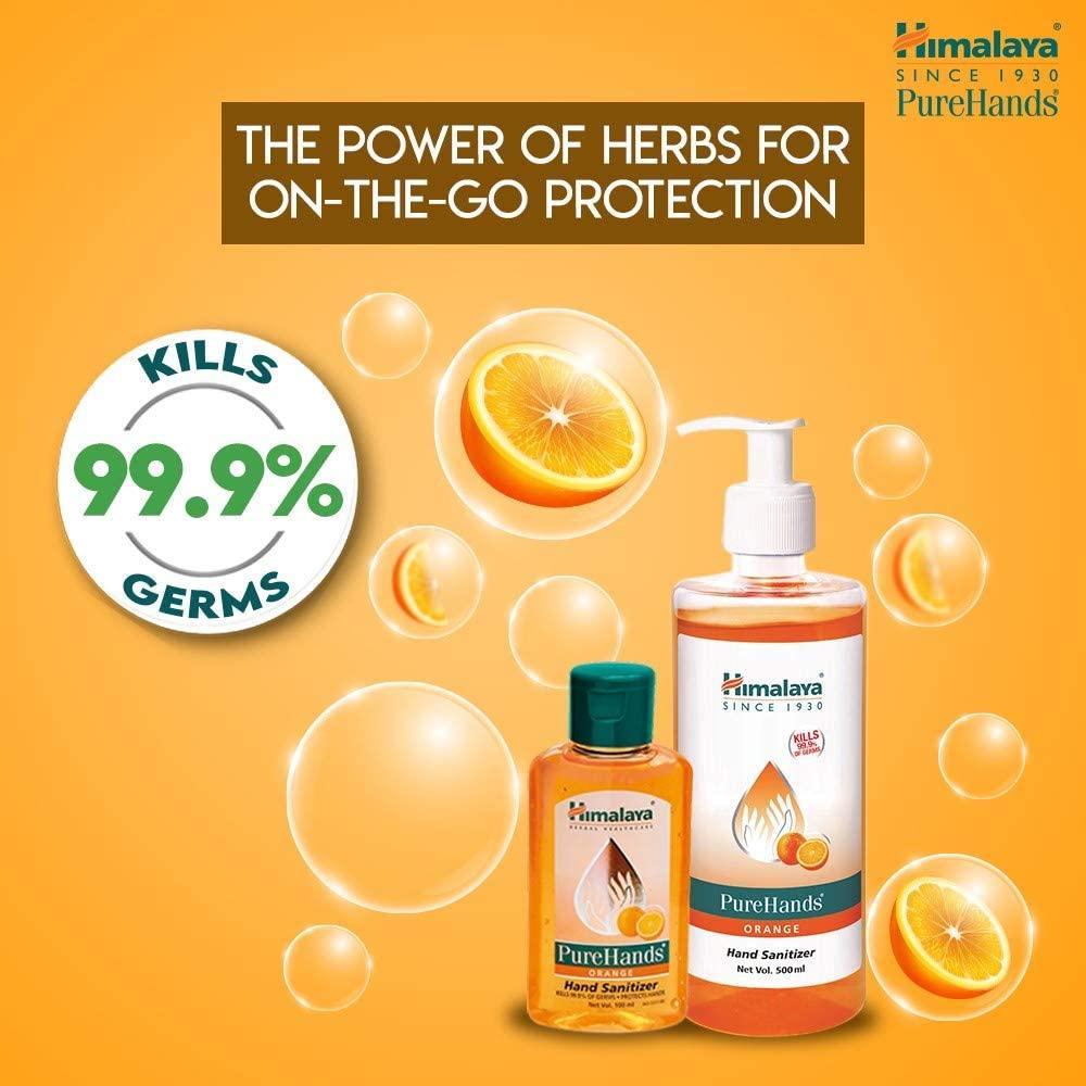 Himalaya Pure Hands Orange Hand Sanitizer 100ml Pack Of 1 Alcohol Based Quick Drying Gel For Germ Protection And Fresh Clean Hands