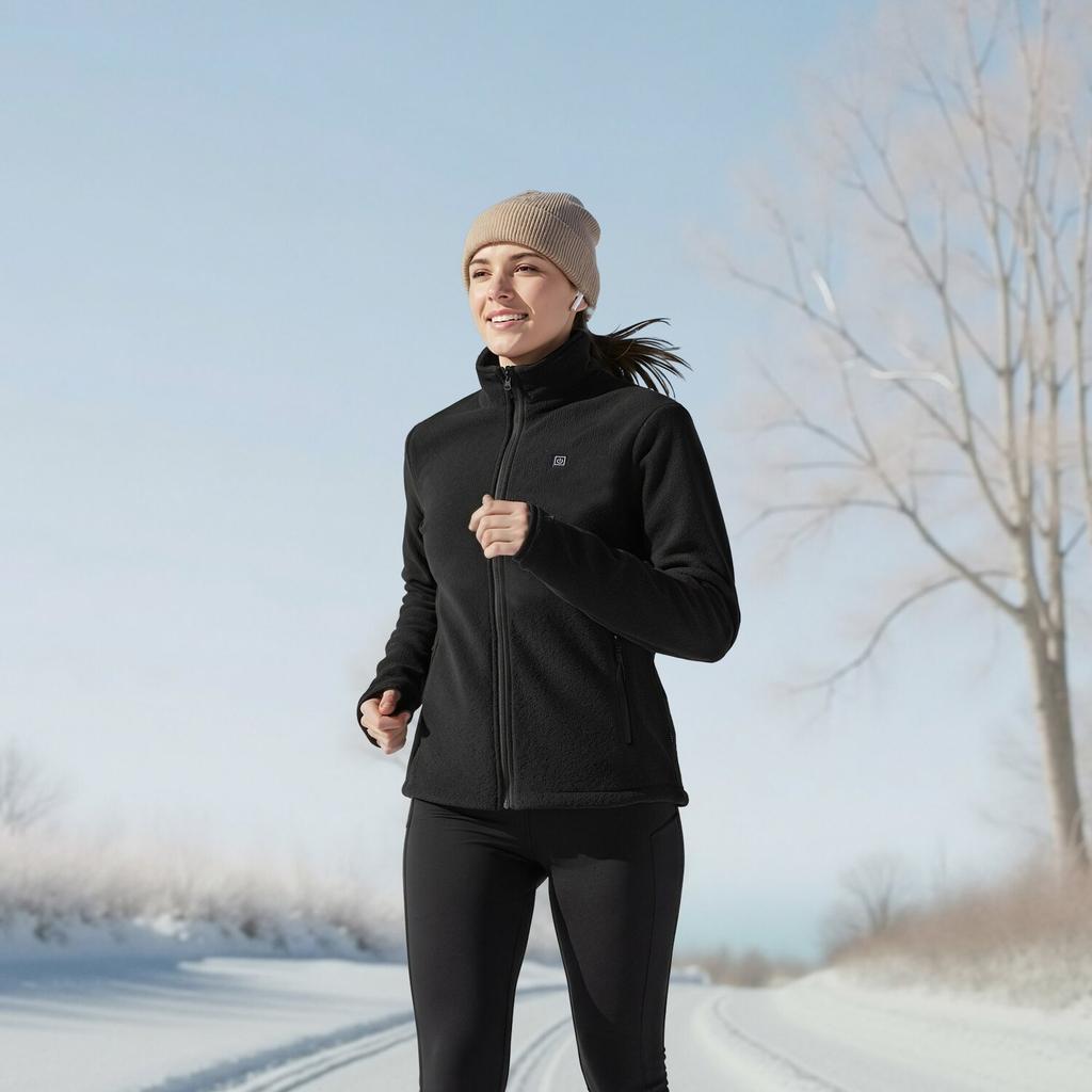 Heated Fleece Jacket for Women, Heated Sweatshirt with 7.4V 16000mAh Rechargeable Power Bank Pack, 6 Heating Zones, 3 Temp Levels, 3h/6h/10h Warmth,