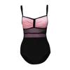 Casual Women Mesh Stitching Sling One-piece Swimsuit Sexy Color Swimsuit