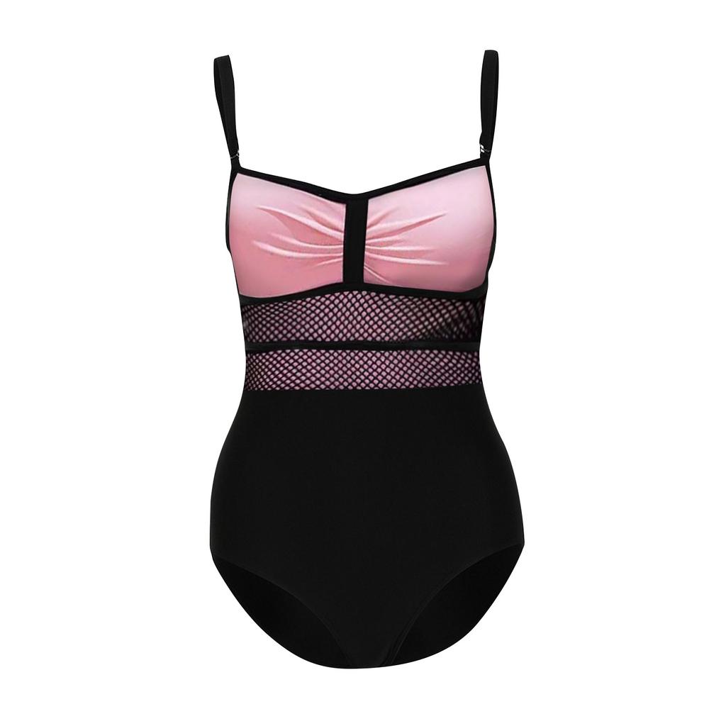 Casual Women Mesh Stitching Sling One-piece Swimsuit Sexy Color Swimsuit