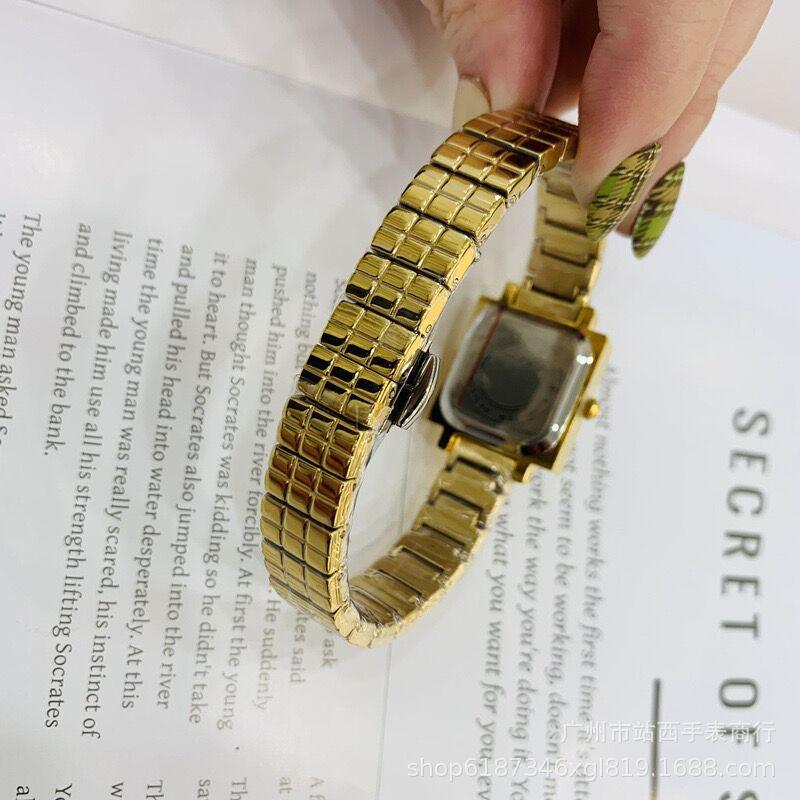 Watch Square Small Square Watch High-End Quality Diamond-Encrusted Steel Belt Women'S Watch High Value Watch