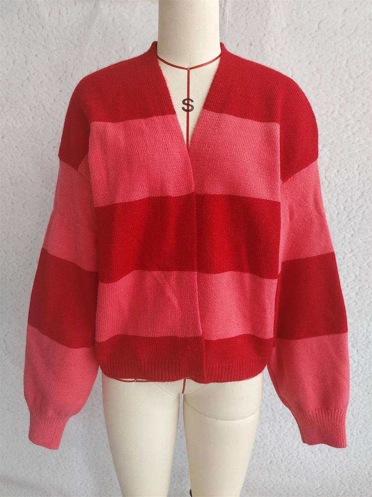 knitted vintage stripe causal loose Spring autumn woman cardigan sweater for women sweaters clothes