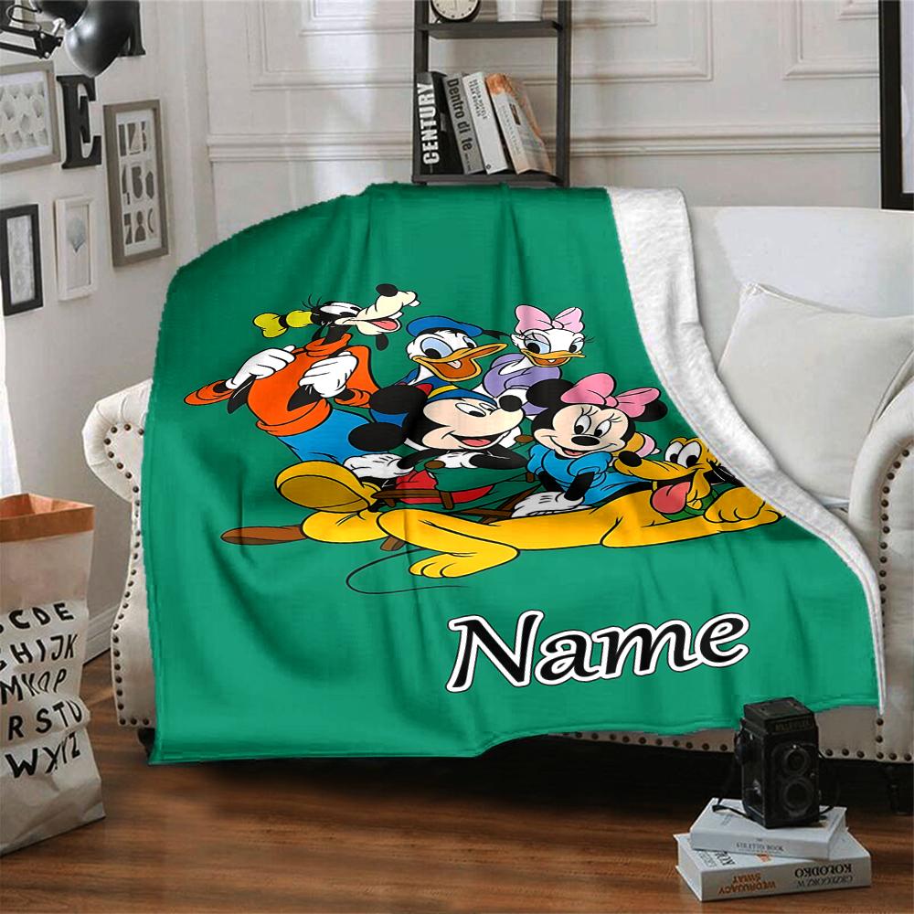 Custom Name Mickey Friends Adventure Blanket for Couch & Bed, Plush Cozy Fuzzy Blanket Super Soft & Warm Blankets for Fall and Winter. 090827