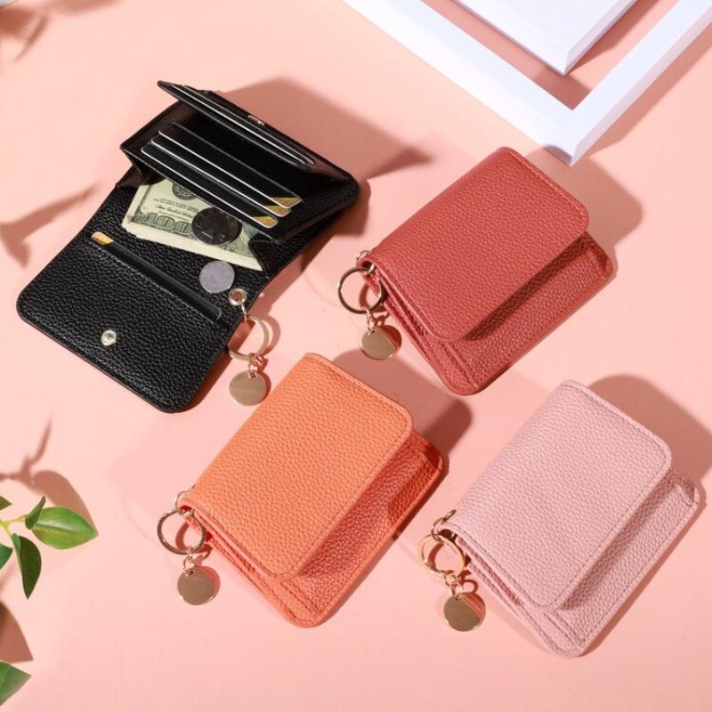 Vintage Solid Color Short Wallet, Credit Card Holder Portable Bifold Coin Purse, Women'S Credit Card Holder