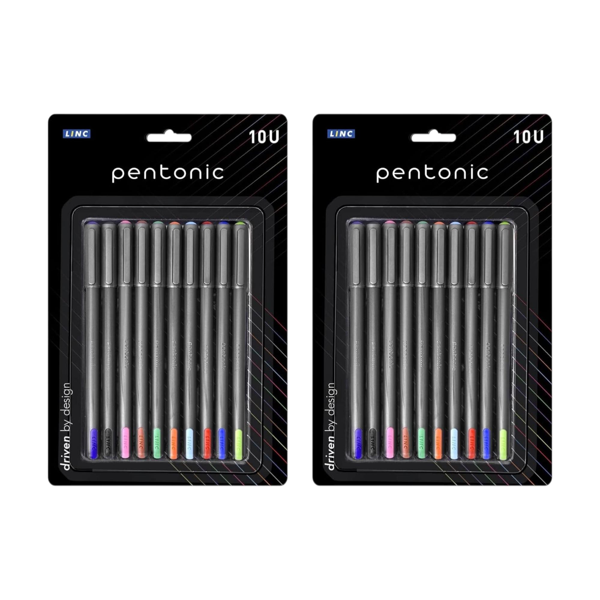 

Pentonic Multicolor Ball Pen Pack of 2 X 10pcs With 10 Pens Each 0.7mm And 1.0mm Tips For Office School And Daily Writing