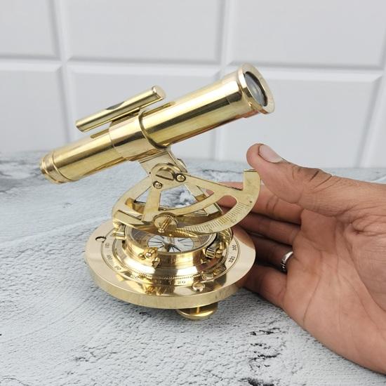 Solid Brass Alidade Telescope Compass, Antique Nautical Desk Decor, Captain Gift