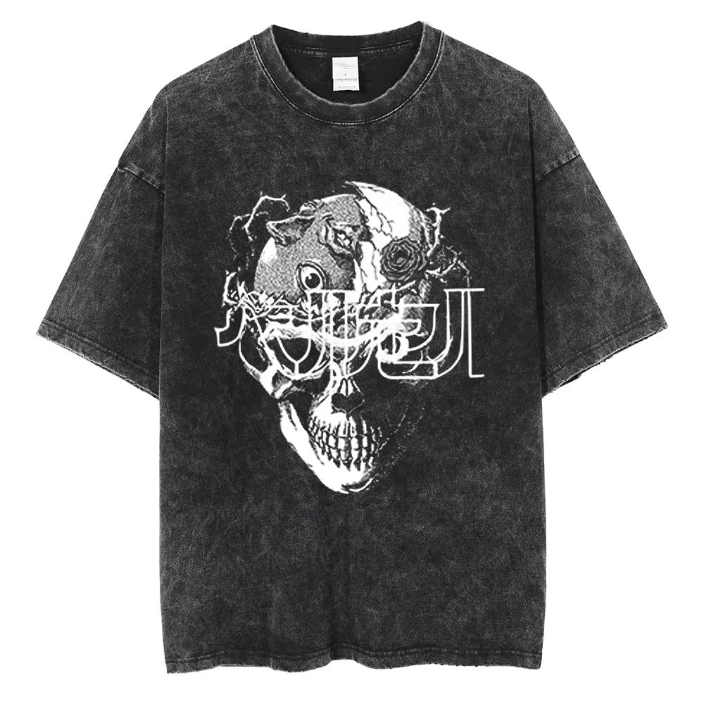 Berserk Anime Guts Charakter Vintage Gewaschenes Baumwoll-T-Shirt Retro Manga Grafik Sommer Kurzarm Locker Geschnittene Oberteile Für Männer Frauen Tägliche Freizeitkleidung