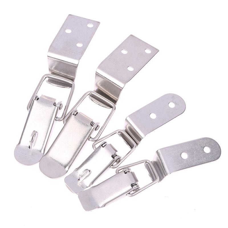 90 Degrees Duck-Mouth Buckle Hook Lock Stainless Steel Spring Loaded Draw Toggle Latch Clamp Clip Silver Hasp Latch Catch Clasp