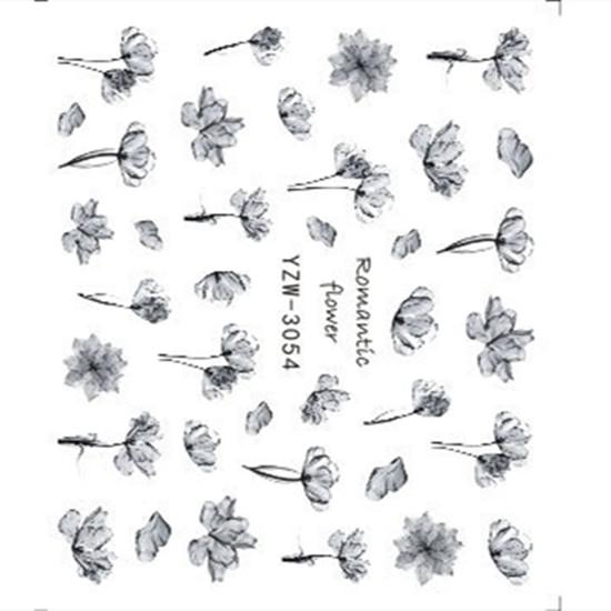 1pc 3D Nail Stickers Spring Summer Natural Flower Leaves Simulation Dried Flower Dragonfly Nail Applique Water Slides Decoration