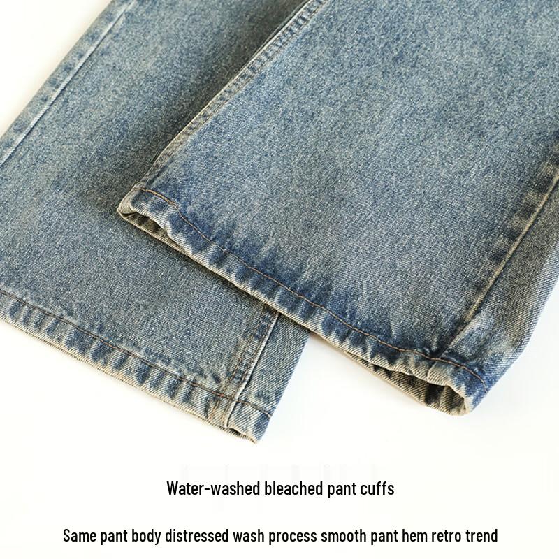 Hongdou Men's Retro Loose Straight Denim Jeans