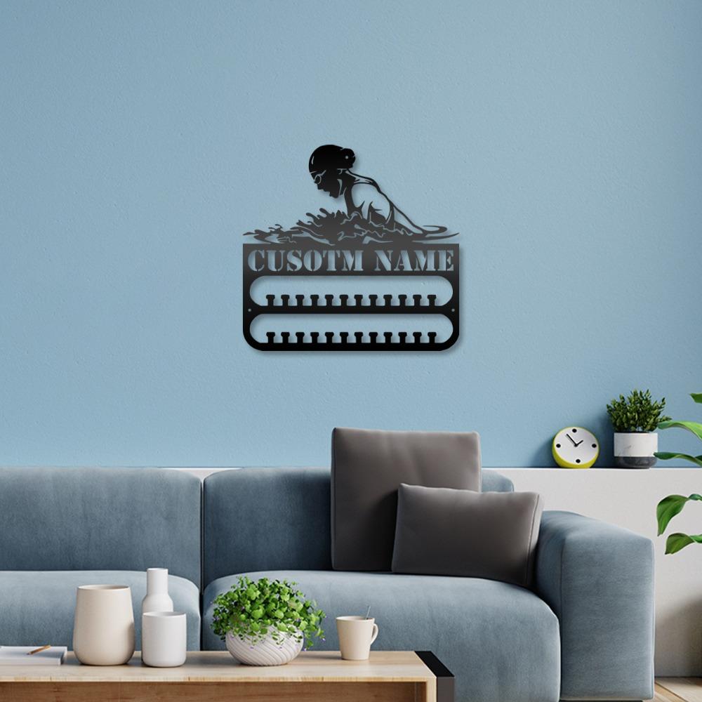 Unique 1 Piece Custom Iron Swimming Medal Hanger Wall Mounted Trophy Shelf Athletic Xmas Party Decor Hooks