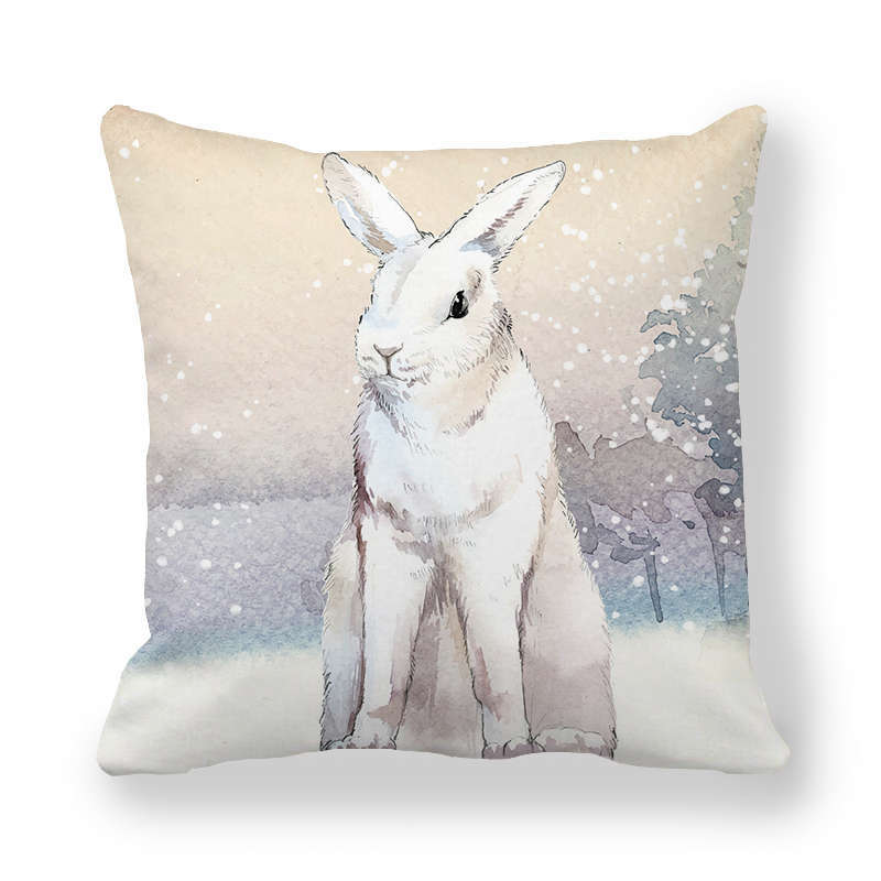 Icy And Snowy Animal Patterns Digital Printing Short Plush Pillow Covers For Car Sofa Office Cushion Cover Home Goods