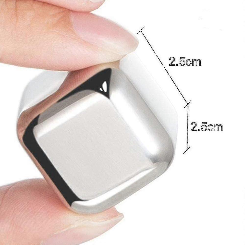 Stainless Steel Ice Cubes Reusable Whisky Chilling Rocks Metal Ice Set Of 8 With Tongs And Freezer Storage Tray For Beer Wine Cooler - RiRi