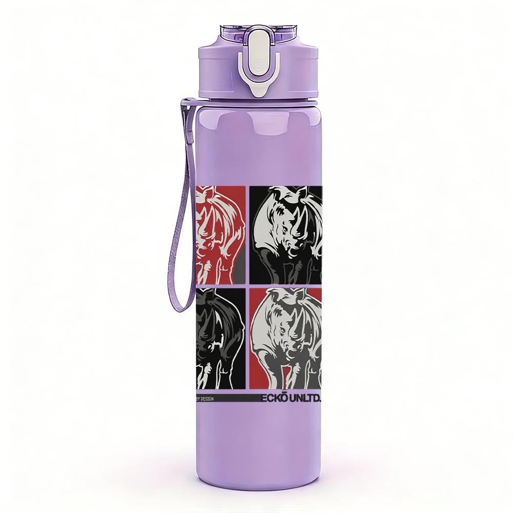1PC Multi Color Square Abstract Retro Print 750ml Portable Sports Water Bottle Leakproof Gym Outdoor Travel Drink Cup