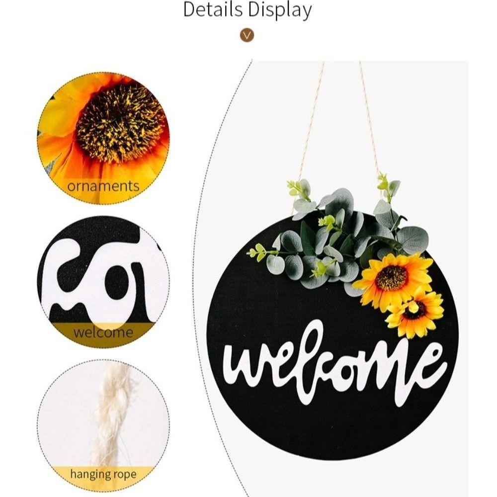 Sunflower Wooden Welcome Sign 30cm Wall Art Garlands Door Wreath Porch Decor