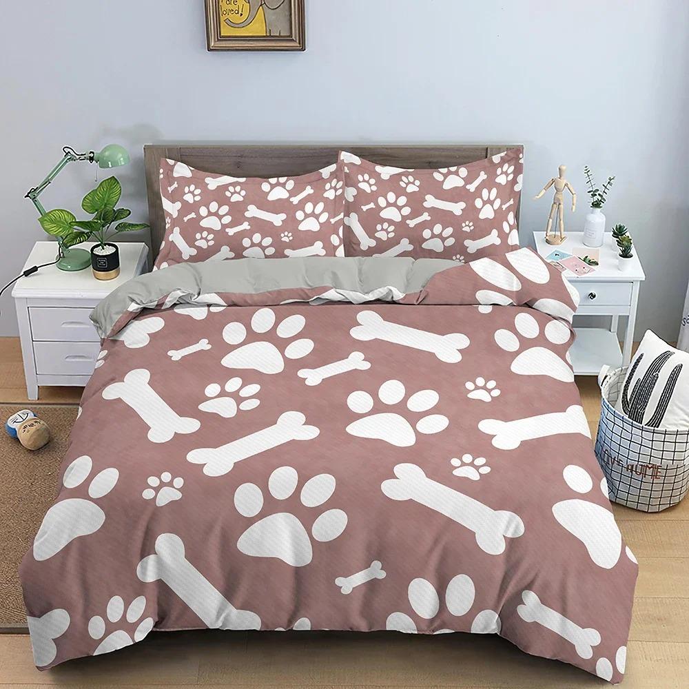 Zestaw pościeli 3D Dog Bone Zestaw poszewek na kołdrę dla dzieci Zestaw pościeli Poszewka na kołdrę 220x240 z 12 poszewkami na poduszki Zestawy pościeli Twin Queen