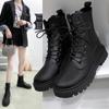 Classic casual women's shoes 2024 new spring and autumn British style motorcycle boots thick soled comfortable retro short boots