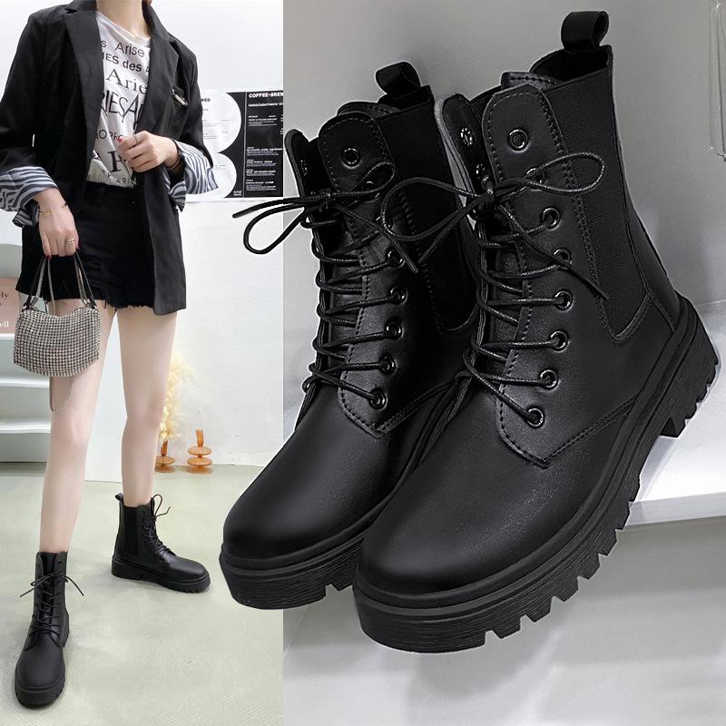 Classic Casual Women's Shoes 2024 New Spring and Autumn British Style Motorcycle Boots Thick Soled Comfortable Retro Short Boots