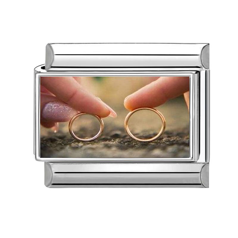 Sweet Ring Necklace Heart Flowers Pattern Charm Beads Fit 9MM Stainless Steel Bracelet Couple DIY Making Wedding Jewelry Gift