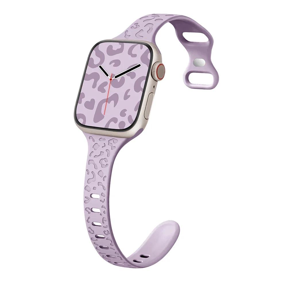 Wąski pasek do paska Apple Watch 40mm 41mm 42mm 38mm 49 44mm 45mm grawerowana silikonowa bransoletka Correa seria 8 7 6 9 5 4 3 SE Ultra