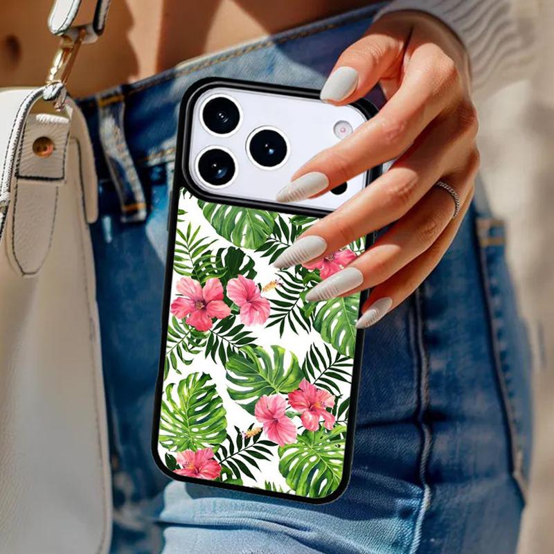 Monstera Flower Tropical Green Leaves Phone Case For iPhone 17 Air 14 15 13 12 Max Cover For Apple 16e 11 Pro Max Plus Coque
