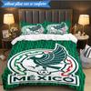 Mexico Football Emblem 3pcs Bedding,Including 1pc Duvet Cover And 2pcs Pillowcases Perfect for Christmas,Ideal for Bedroom, Dormitory
