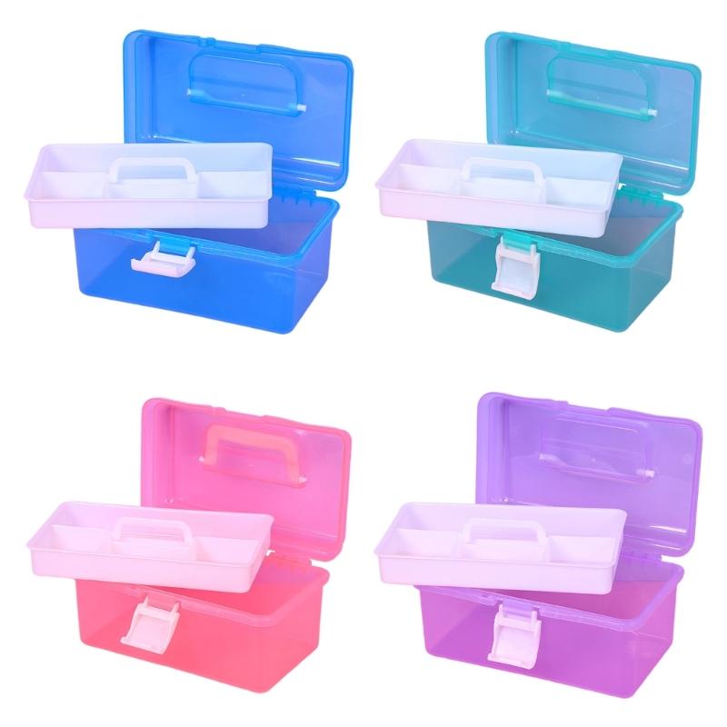Plastic Storage Box with Tray Nail Art Organizer Toy Storing and Organising Case
