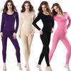 Women's Lyocell-Cotton Autumn Base Layer Set: Thin, Warm, Slimming, Plus Size, Body Shaping Cotton Wool Sweater Top & Bottoms.