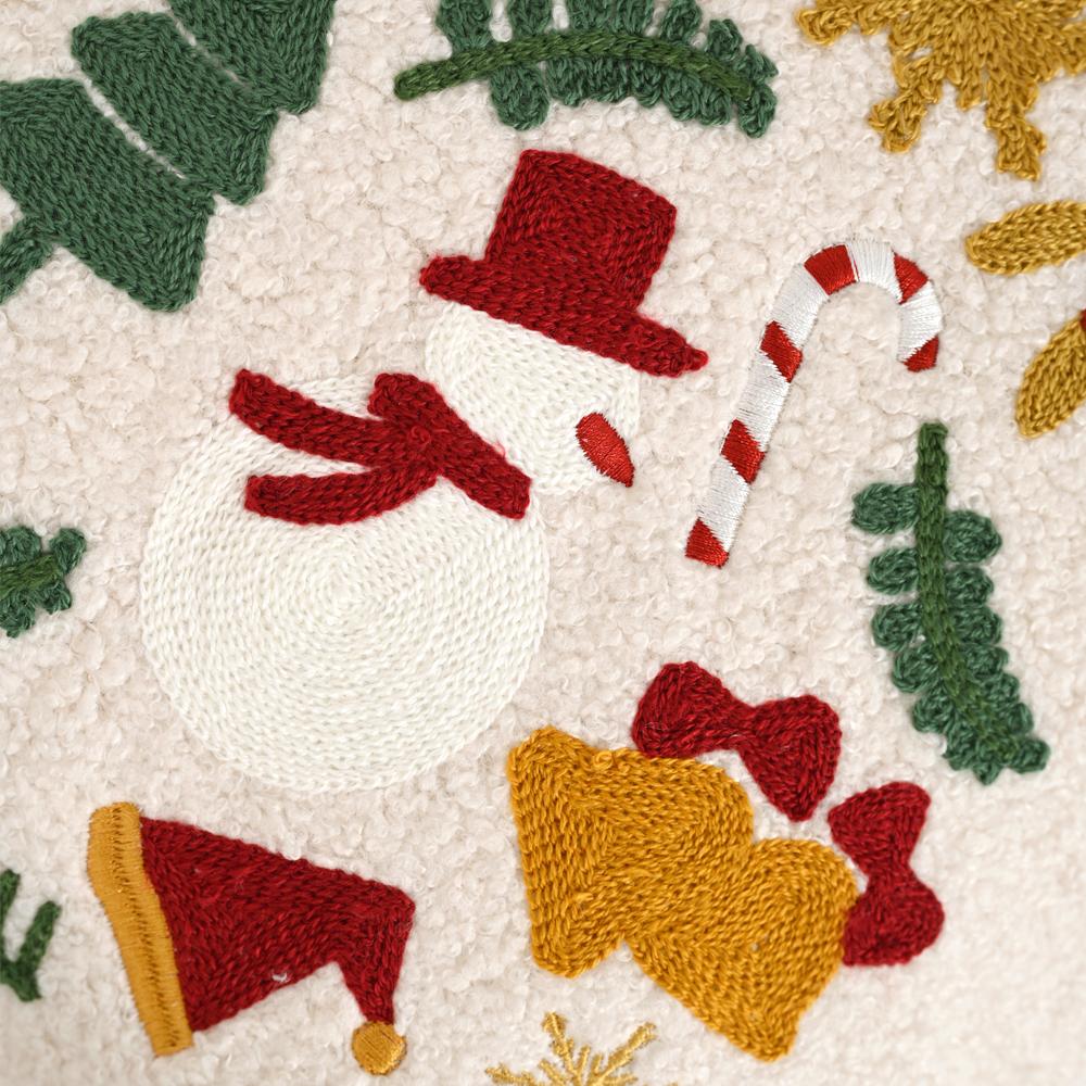 BUYNOW 1PC Christmas Plush Embroidered Pillowcase Cute Three-dimensional Living Room Sofa Holiday Cushion Cover Home Bed Decor