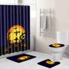 Halloween Shower Curtain Floor Mat Combination Four-Piece Set Bathroom Toilet Carpet Shower Room Foot Mat