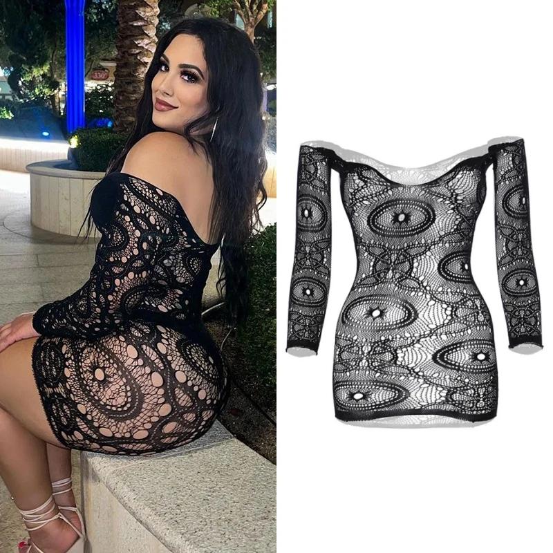 23 Styles Black Fishnet Lenceria Erotica Mujer Sexi Hollow Out Perspective Babydoll Chemise  Summer Beach Bikini Dress