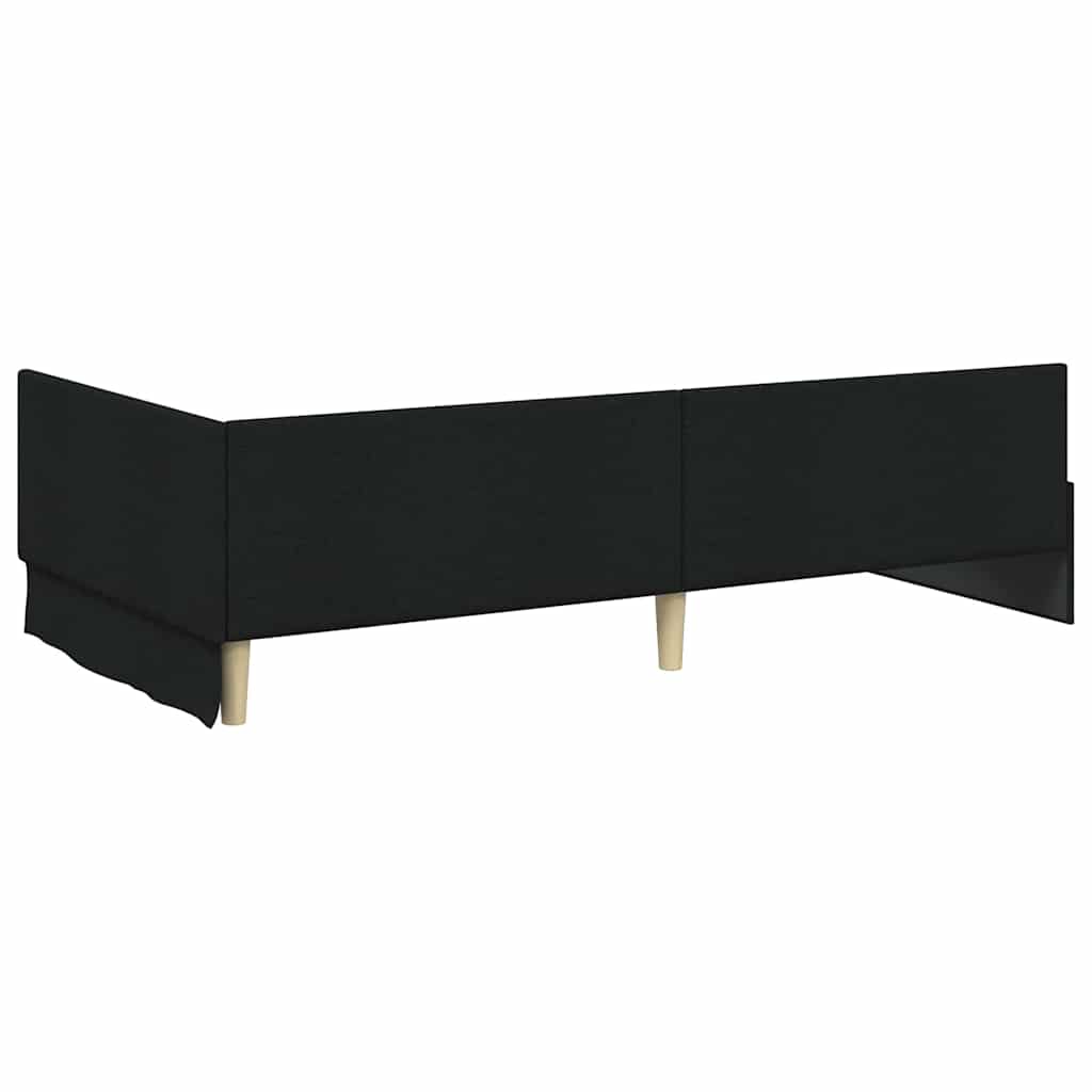 L Shaped Bed Frame with Headboard Black 80 Cm X 200 Cm Fabric