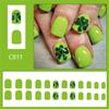 24 Pcs Short Square False Nail Glossy Stick on Nail Saint Patricks Day Press On Nail Clovers Artificial Nail