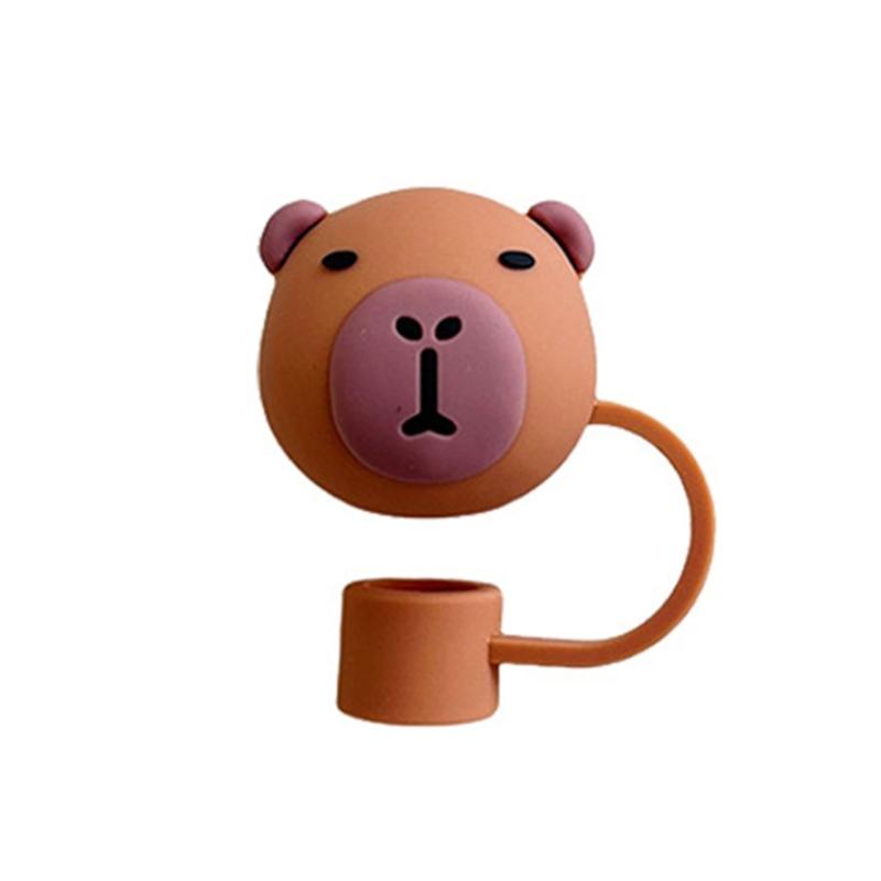 4Pcs Silicone Straw Cover Caps Capybara DustProof Drinking Straw Caps Plugs Reusable Straw Tip Lid for Tumblers Cup