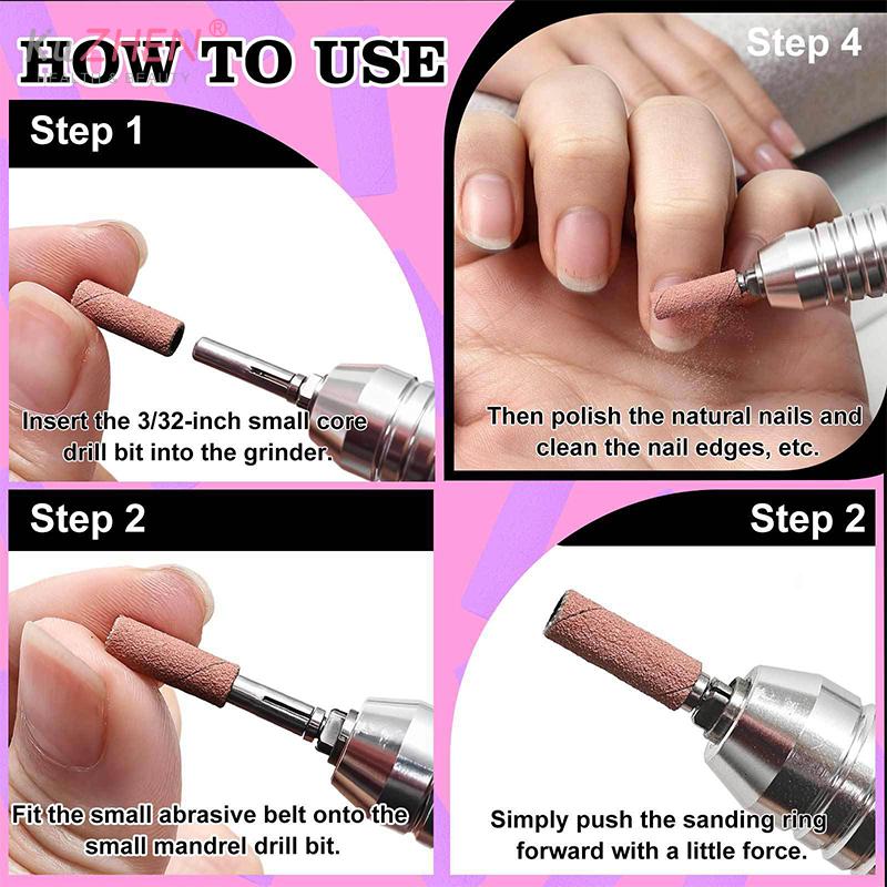 Nail Sanding Ring Bands 80/120/180/240 Grit Electric Manicure Drill Grinding Heads UV Gel Polish Removal Pedicure Abrasive Tools