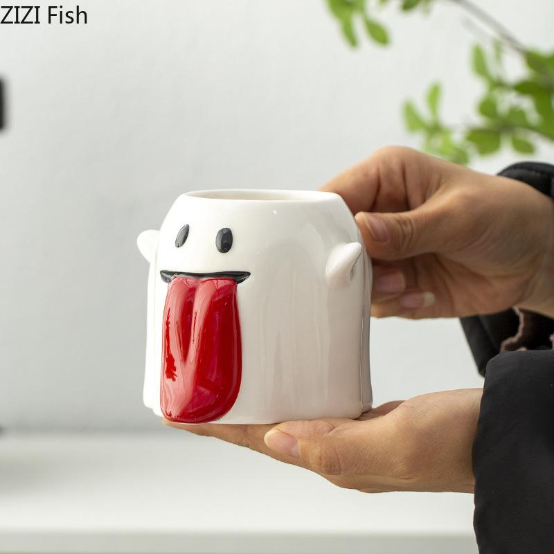Halloween Ghost Porcelain Mugs Water Cup Creative Tableware Coffee Mug Dining Table Afternoon Tea Teacup Fruits Juice Cup