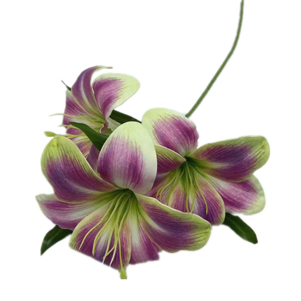 6pcs Artificial Nepenthe Plant Branch 3 Heads Real Touch 3D Printing Day Lily Flower Stem