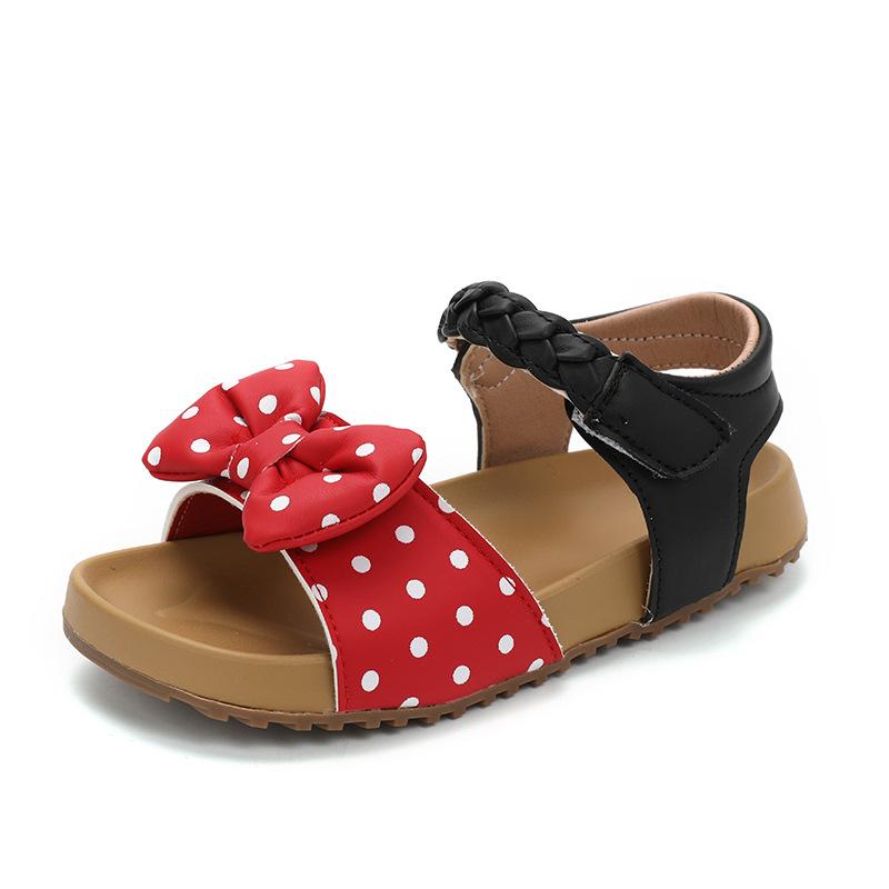 

Girls sandals 2025 summer new cute polka dot bow girl princess shoes baby girl soft-soled beach shoes 23-27 yards, 5 pairs in one hand